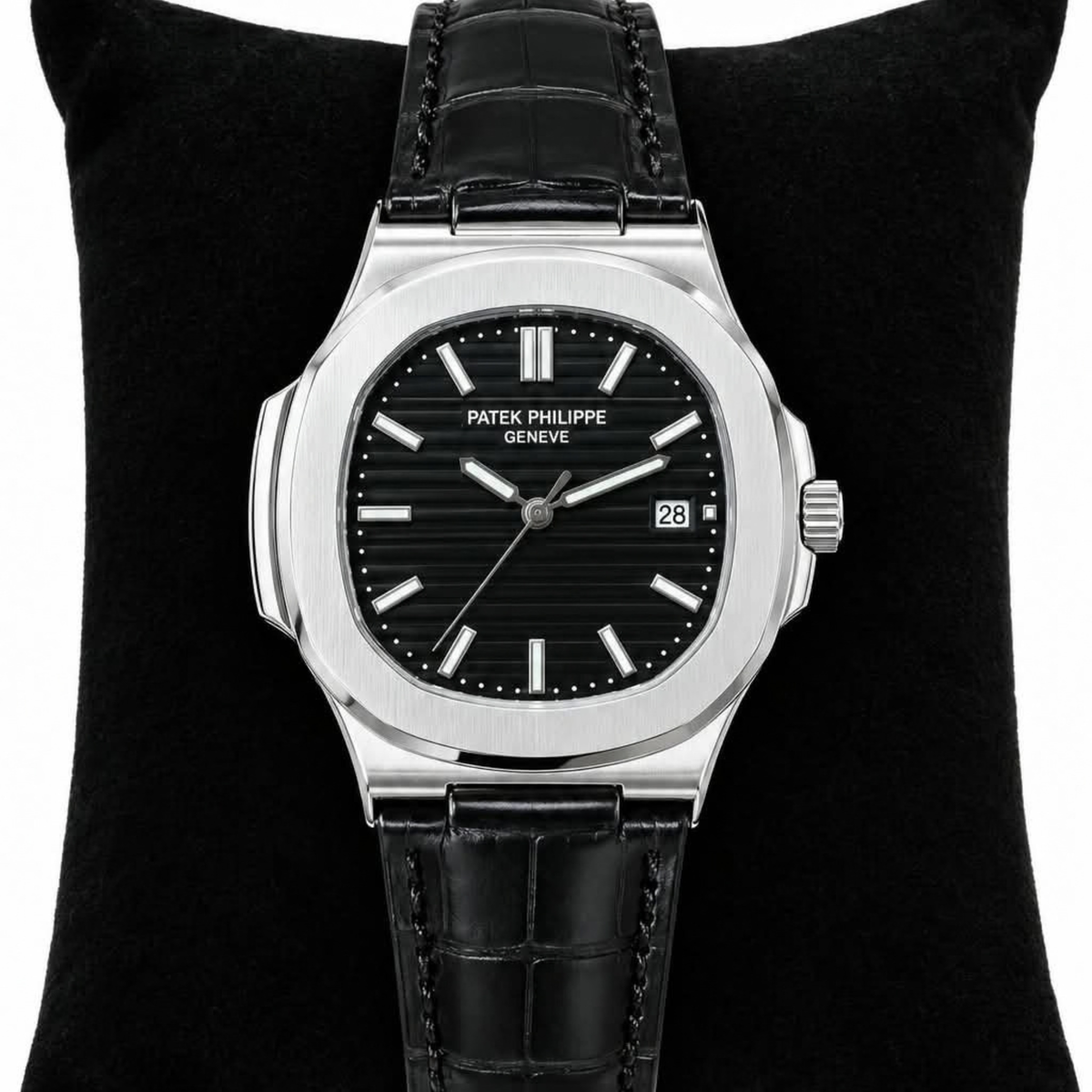 Patek Philippe Inspired Leather Strap Watch - Timepiece Accessory Designed For Wrist Timekeeping And Daily Fashion Routine - black strap