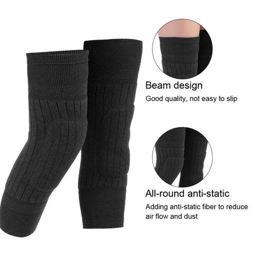 Unisex Wool Knee Length Leg Warmers – Plain Black, Comfortable & Stylish Winter Wear, Easy to Wear - Without Belt