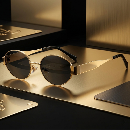 Gold Oval Metal Frame Sunglasses | Retro Fashion Women's Eyewear