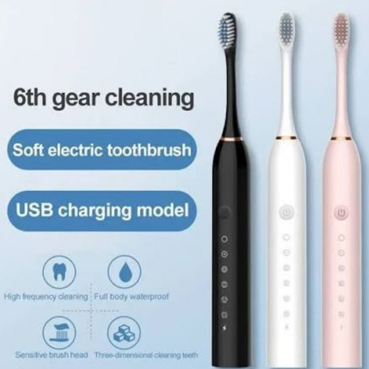 Rechargeable Electric Toothbrush With 2 Extra Heads | USB Charging Rechargeable Total Washable Electronic Whitening Teeth Brush for Oral Care | Teethbrush